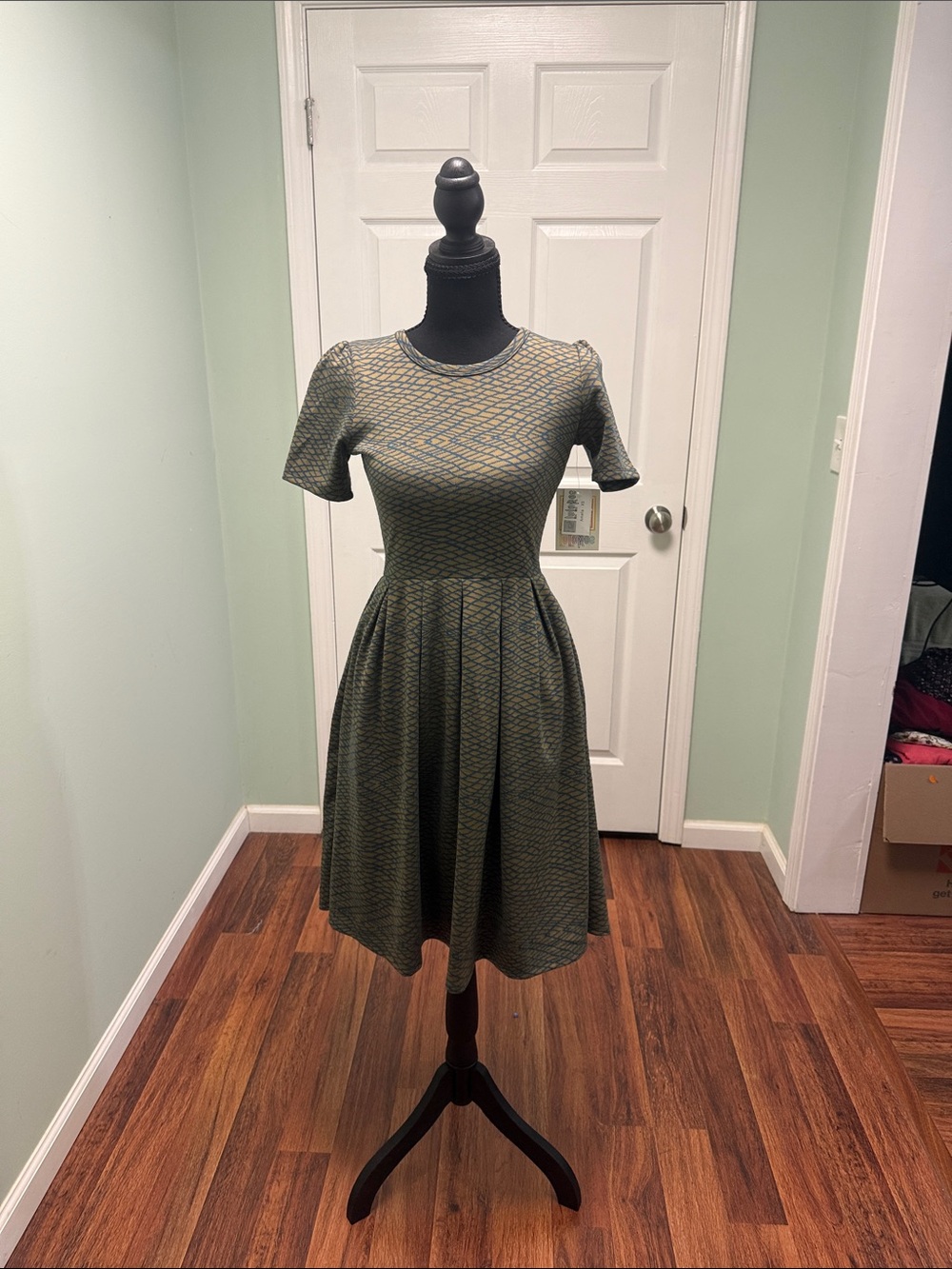LuLaRoe Olive Green Textured Fit-and-Flare Midi Dress - Picture 1 of 6